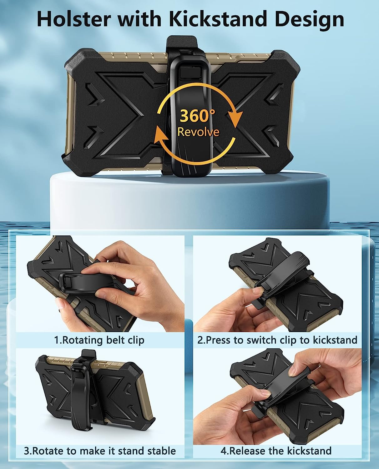 FNTCASE for Iphone 14 Pro Max Case: Military Grade Rugged Cell Phone Cover with Kickstand & Holster | Shockproof TPU Protection Bumper Matte Textured Design for Iphone 14 Pro Max Cases 6.7Inch - Beige  FNTCASE   