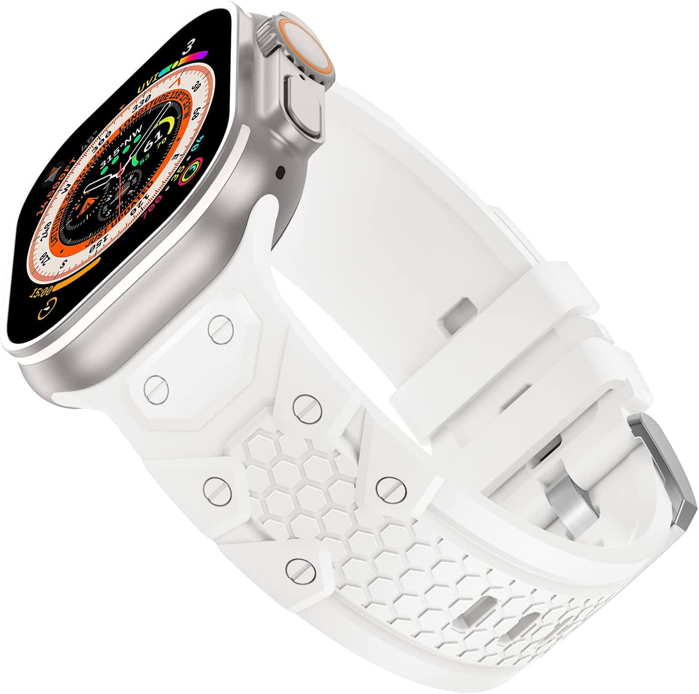 Sport Band Compatible with Apple Watch Ultra Band 49Mm 45Mm 44Mm 42Mm for Men, Soft Silicone Wristbands Replacement Strap for Iwatch Ultra Series SE 8 7 6 5 4 3 2 1  Wewatri White 42mm/44mm/45mm/49mm 