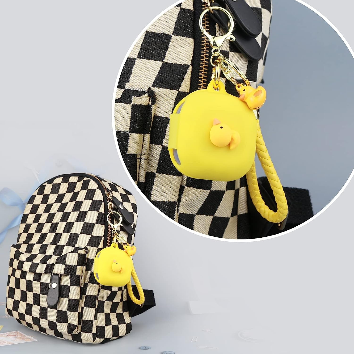 Wonhibo Cute Duck Case for Samsung Galaxy Buds 2 Pro/Galaxy Buds 2/ Galaxy Buds Pro/Galaxy Buds Live,Silicone Earbuds Cover with Keychain  Wonhibo headphone case   