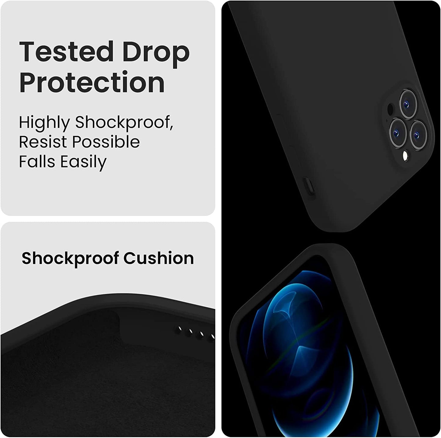 Firenova for Iphone 14 Pro Case, Silicone Upgraded [Camera Protection] Phone Case with [2 Screen Protectors], Soft Anti-Scratch Microfiber Lining Inside, 6.1 Inch, Black  FireNova   
