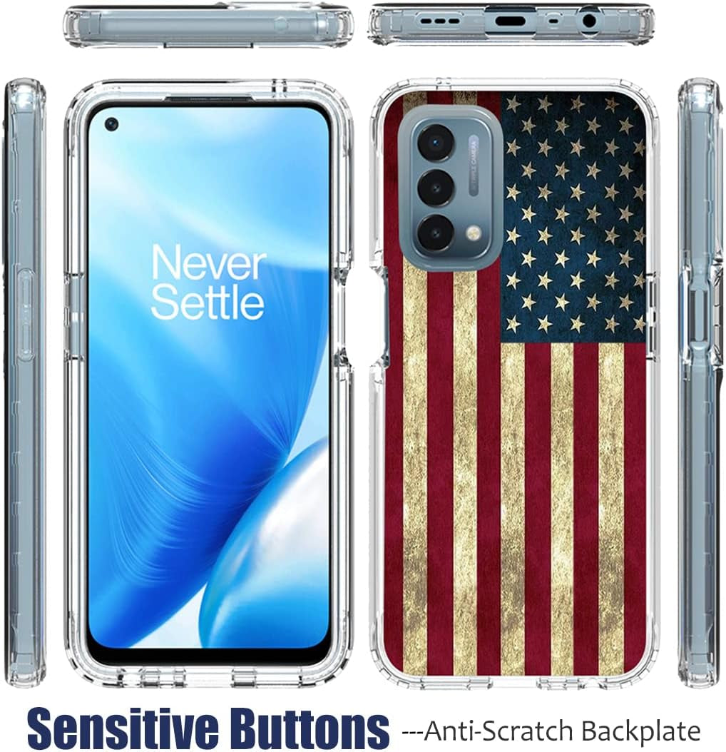 Bohefo Case for Oneplus Nord N200 5G Case, DE2117 Case with Tempered Glass Screen Protector, Full Body Cute Floral Bumper Shockproof Protective Phone Case Cover for Oneplus Nord N200 5G (Flag)  Bohefo   