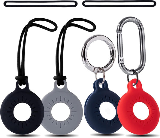 Teyomi Airtag Keychain Compatible with Apple Airtags 2021, Silicone Protective GPS Case Cover for Air Tag Holder, GPS Item Finders Accessories(4 Pack with 2 Keychains and 4 Wrist Strap)  Teyomi   