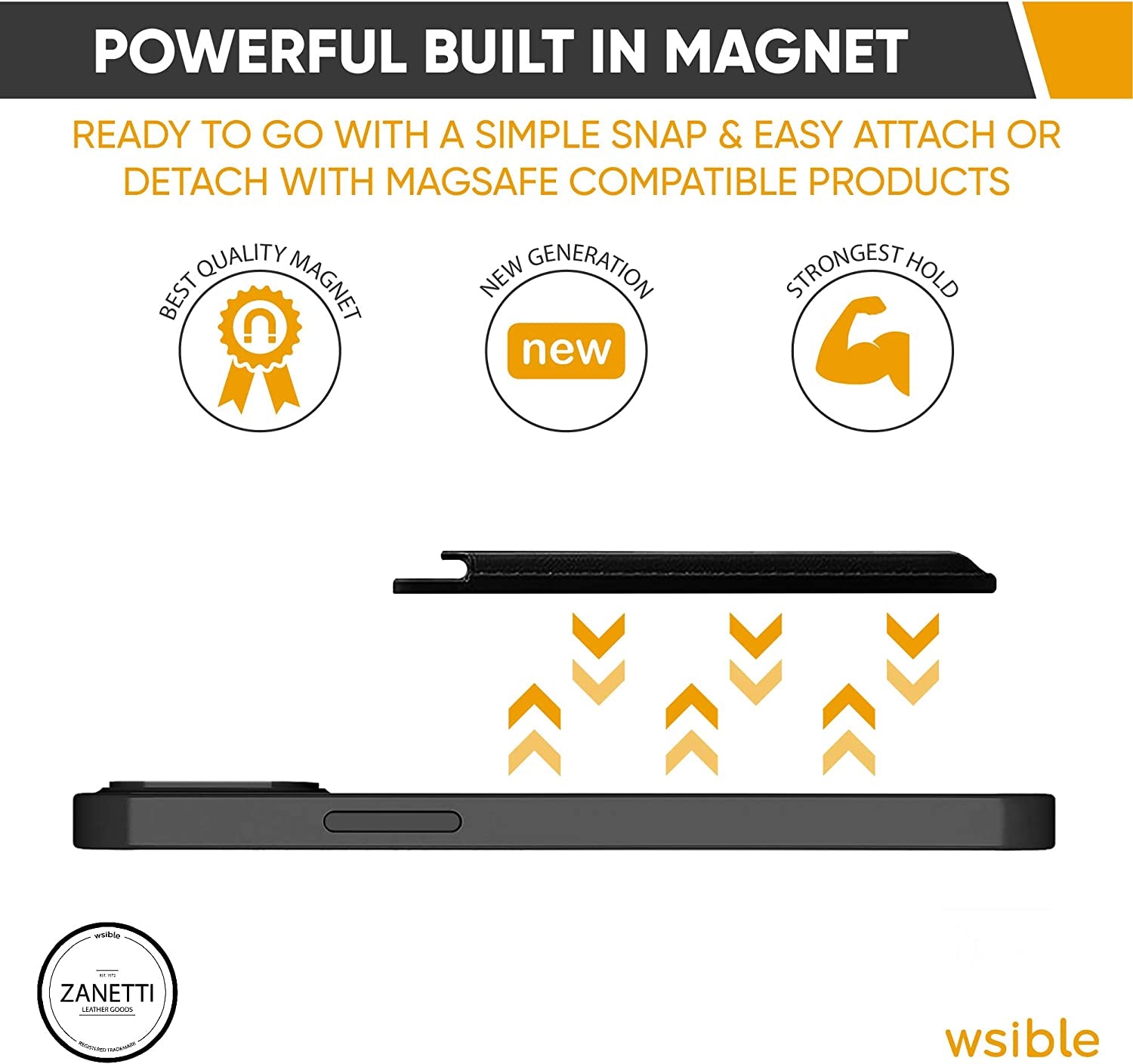 Mag Safe Wallet | Magsafe Wallet Compatible Apple Wallet & Apple Wallet Magsafe & Apple Magsafe Wallet & Magsafe Wallet Iphone 14 Pro Max, Magsafe Wallet Iphone 14 Pro | Iphone Magsafe Wallet | Black  Zanetti Leather Goods   