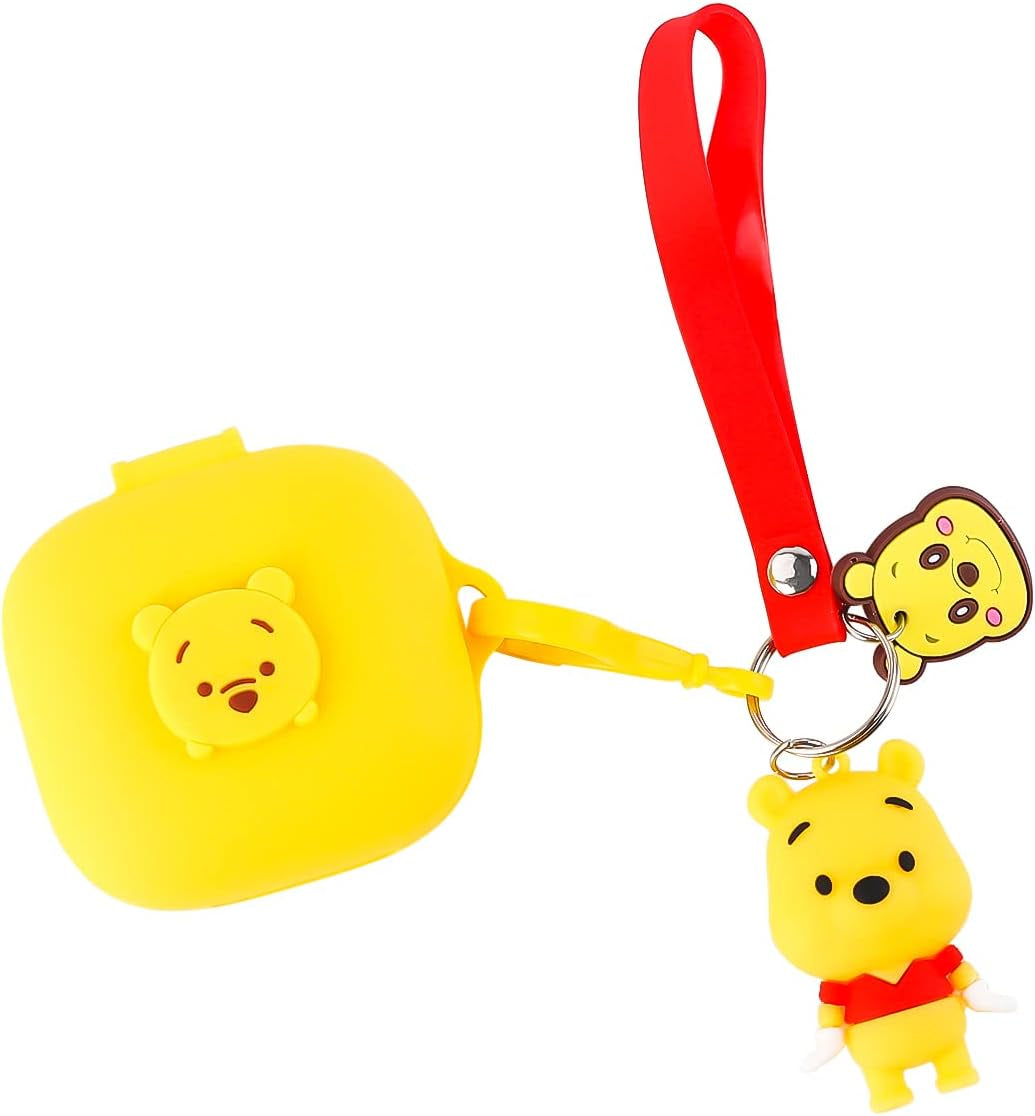 Fit Designed for Beats Fit Pro 2021 New Earbuds, Suublg Beats Fit Pro Cartoon Silicone Headphones Charging Case Cover with Cute Doll Keychain Full Body Anti-Lost Lanyard Protection  Suublg Winnie  