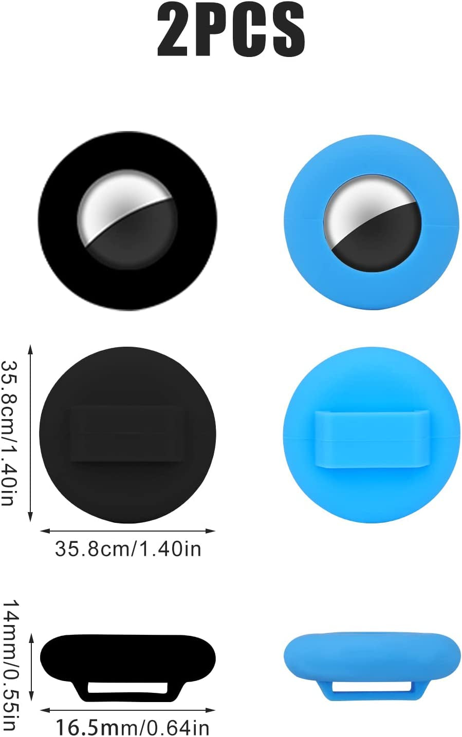 TOYMIS 2 Pcs Pet Collar Holders Compatible with Airtag, Silicone Cat Collar Holder Dog Collar Holder 3/8" Collar Tag Holders for Pets Dog Cat Children Elderly Bags (Black, Blue)  TOYMIS   