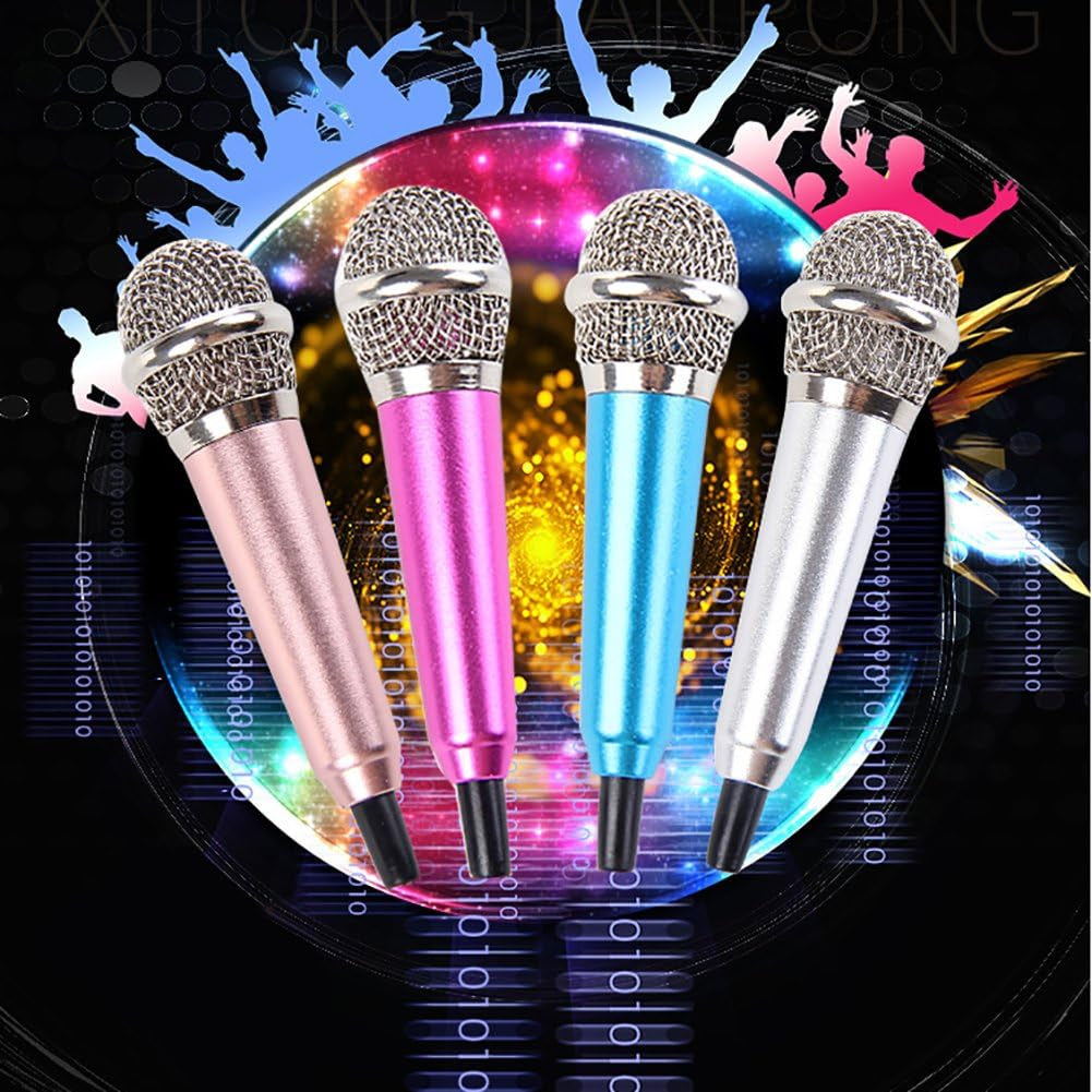 Angel3292 Mini Portable Vocal Instrument Microphone for Mobile Phone 3.5Mm Universal Wire Connect Karaoke Metallic Mini Microphone for Cell Phone PC Blue  angel3292   