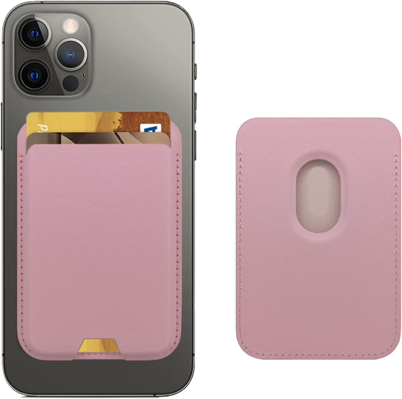 Magnetic Wallet Card Holder Compatible with Apple Magsafe Wallet for Iphone 14 Pro Max/14 Pro/14/14 Plus, Mag Safe Wallet for Iphone 13 Pro Max/13 Pro/13/13 Mini/Iphone 12 Series, Midnightblack  iLodn Pink  