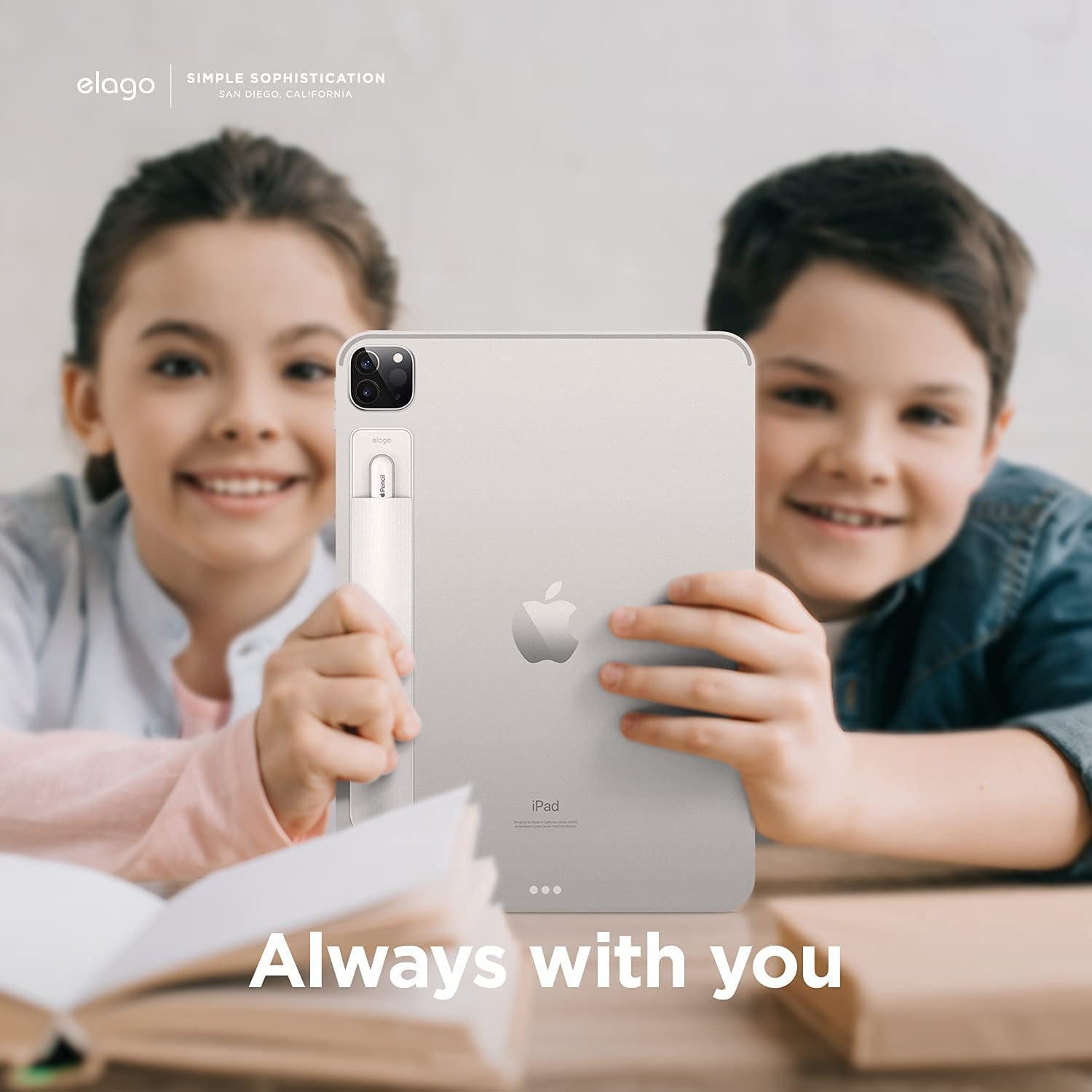 Elago Pencil Holder Compatible with Apple Pencil 1 and 2, Strong Adhesive Sleeve, Attach to Tablet Case, PU Leather and Soft Lycra Material, Stylish Design, Elastic Pocket, Scratch-Free [White]  elago   