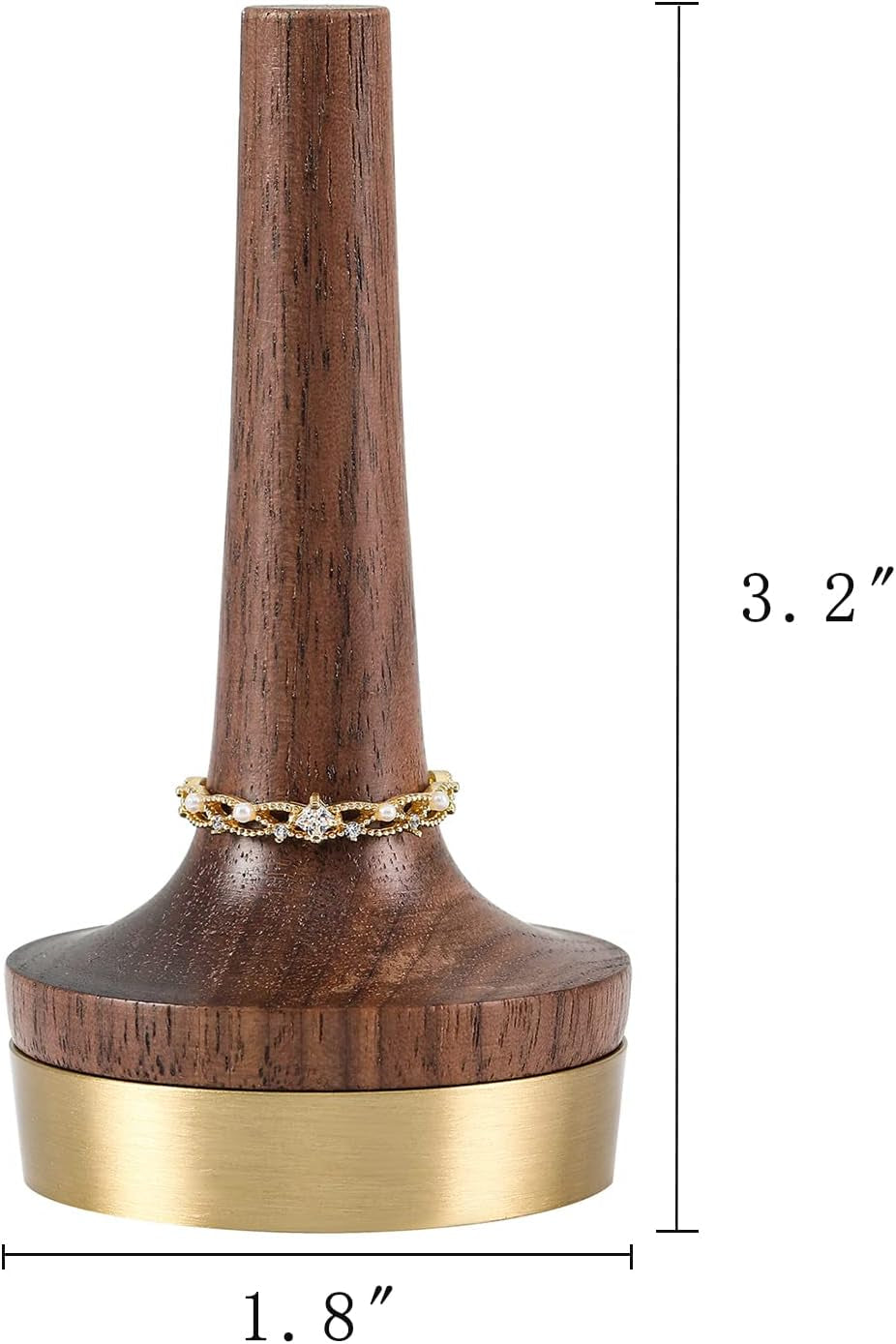 Muso Wood Walnut Wooden Ring Holder for Jewelry, Cone Engagement Wedding Finger Ring Display Stand for Men Women  muso wood   