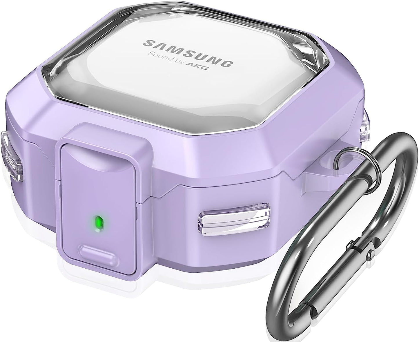 (With Secure Lock) Clear Case Cover for Galaxy Buds 2 Pro Case(2022) /Galaxy Buds Pro Case(2021) /Galaxy Buds 2 Case (2021) /Galaxy Buds Live Case(2020) with Keychain/Zipper Box/Brush -Clear Black  Galafoki Purple  