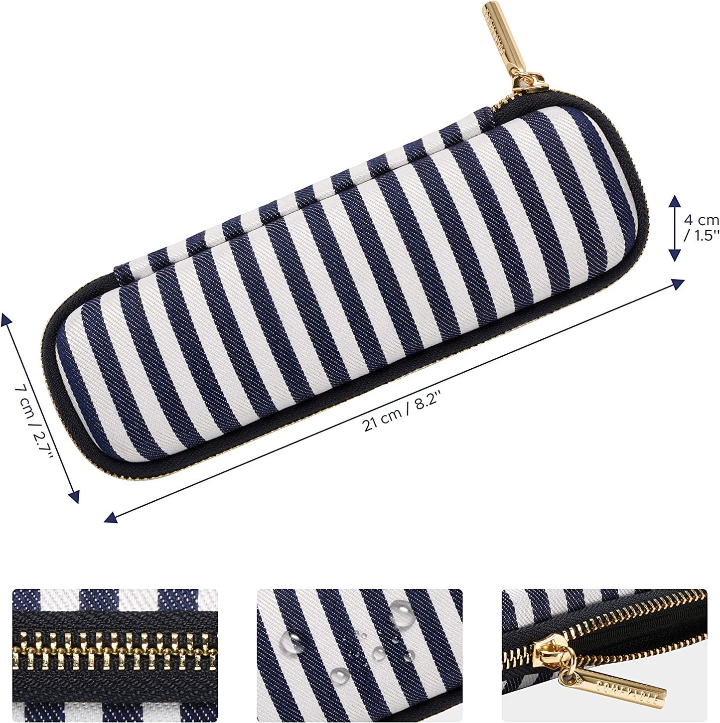 Comfyable Pencil Holder Pencil Case for Apple Pencil, Pen Accessories Elastic Strap Sleeve Protective Carrying Case for Airpods with Mesh Pockets, Blue Stripes  Comfyable   