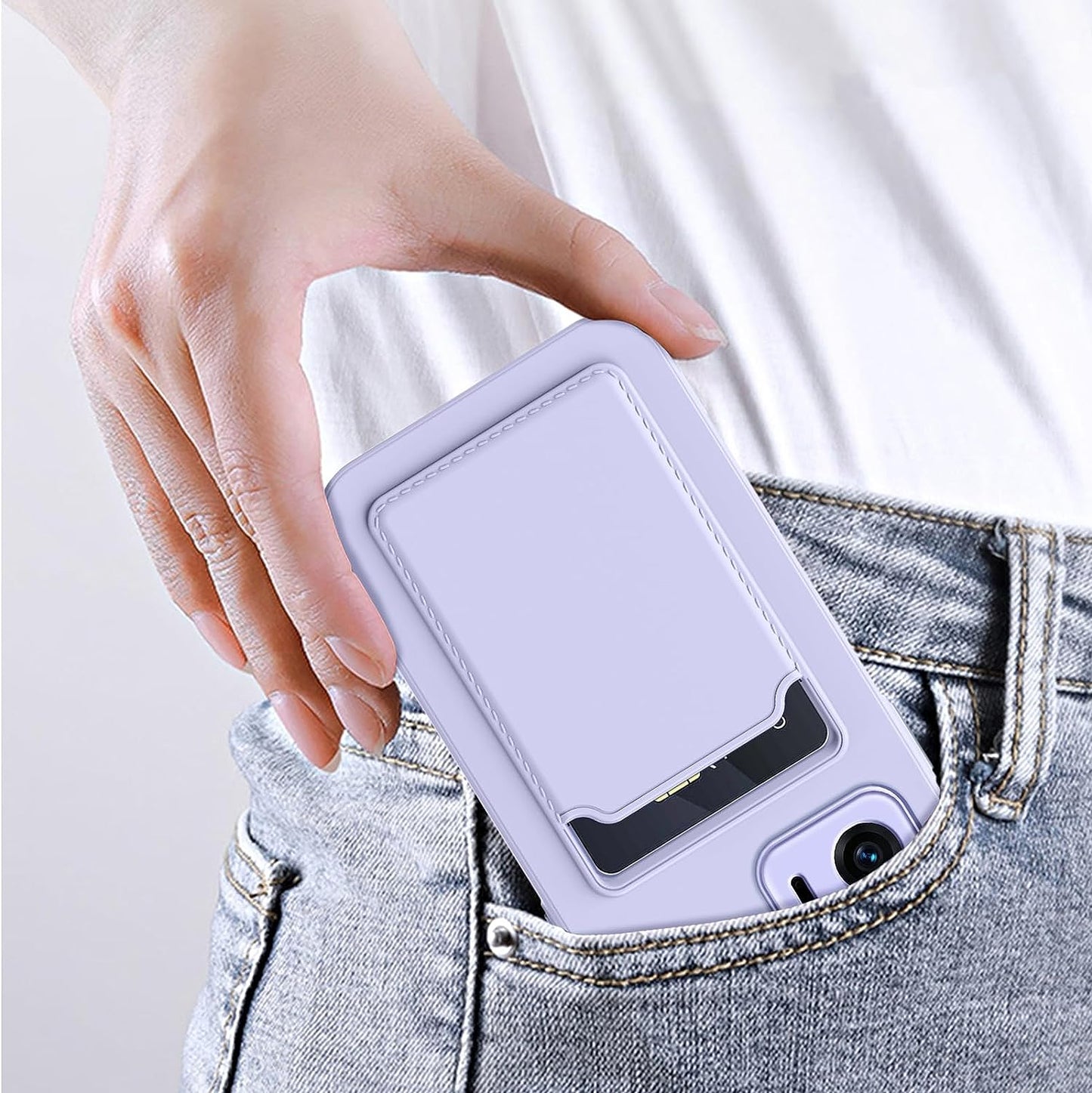 For Xiaomi Mi 11T Case, Xiaomi 11T Pro Case with Minimalist Credit Card Holder Slot TPU Soft TPU Silicone Scratch-Resistant Slim Card Slot Wallet Case Protective Cover for Xiaomi 11T Pro/Mi 11T-Purple  TSAYGFK   