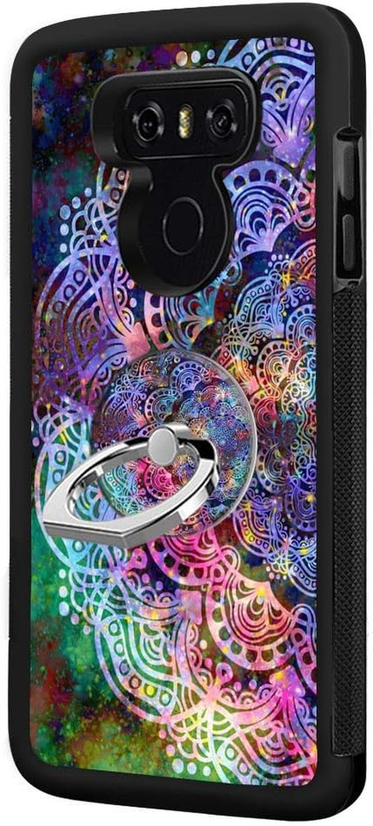 Designed for LG G6 Case,Silicone Slim Shockproof Phone Case with Metal Finger Ring Clasp Suitable for Men and Women, Mandala  YQCi   