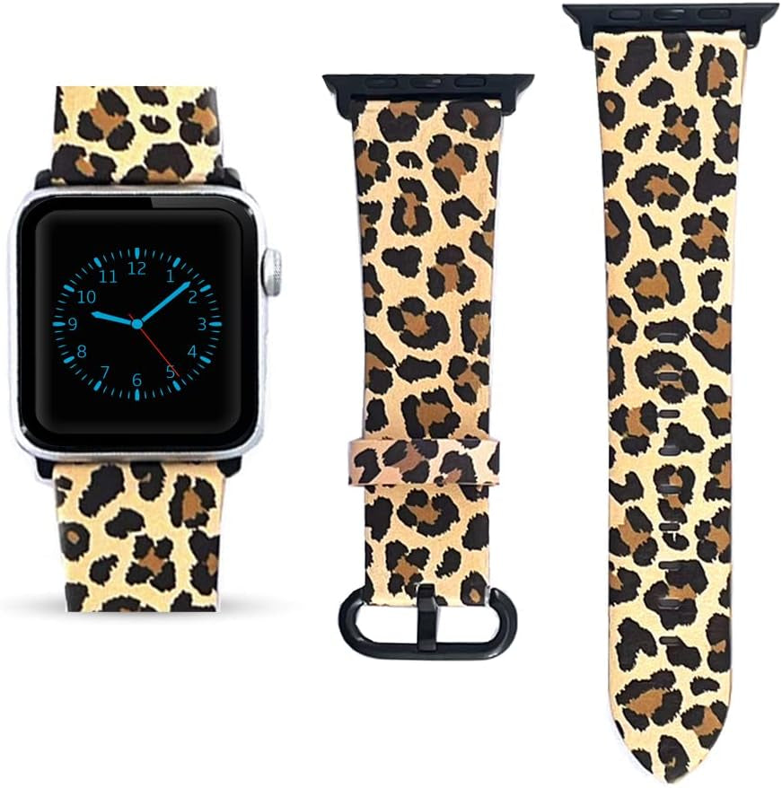 White Marble Replacement Band Compatible for Iwatch 42Mm/44Mm Pastel Bay Wrist Band PU Leather Strap Compatible for Apple Watch Smartwatch Series 8 7 6 5 4 3 2 1 SE Version  Pastel Bay Classic Leopard 38mm/40mm 