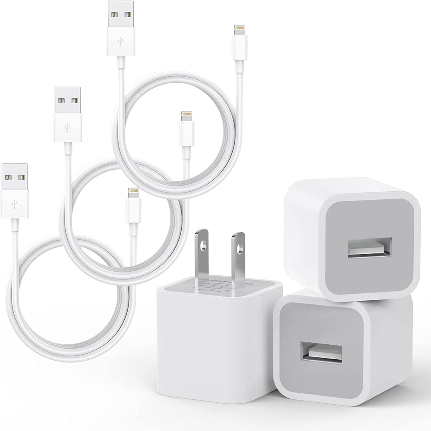 3-Pack Iphone Charger,【Apple Mfi Certified】 Lightning Cable Data Sync Charging Cords with USB Wall Charger Travel Plugadapter Compatible Iphone 14Pro Max/13 Pro Max/12 Pro/11 Pro/Xs Max/Xr/X/8/7/Se  ZUQIETA   