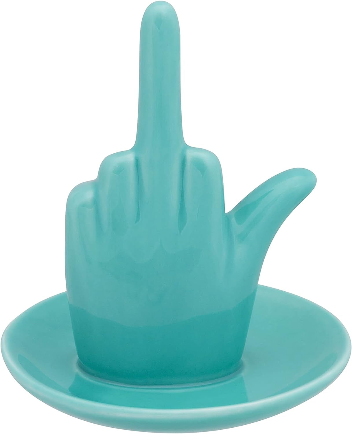Stephanie Imports White Ceramic Middle Finger Jewelry Ring Dish Tray  Stephanie Imports Turquoise  