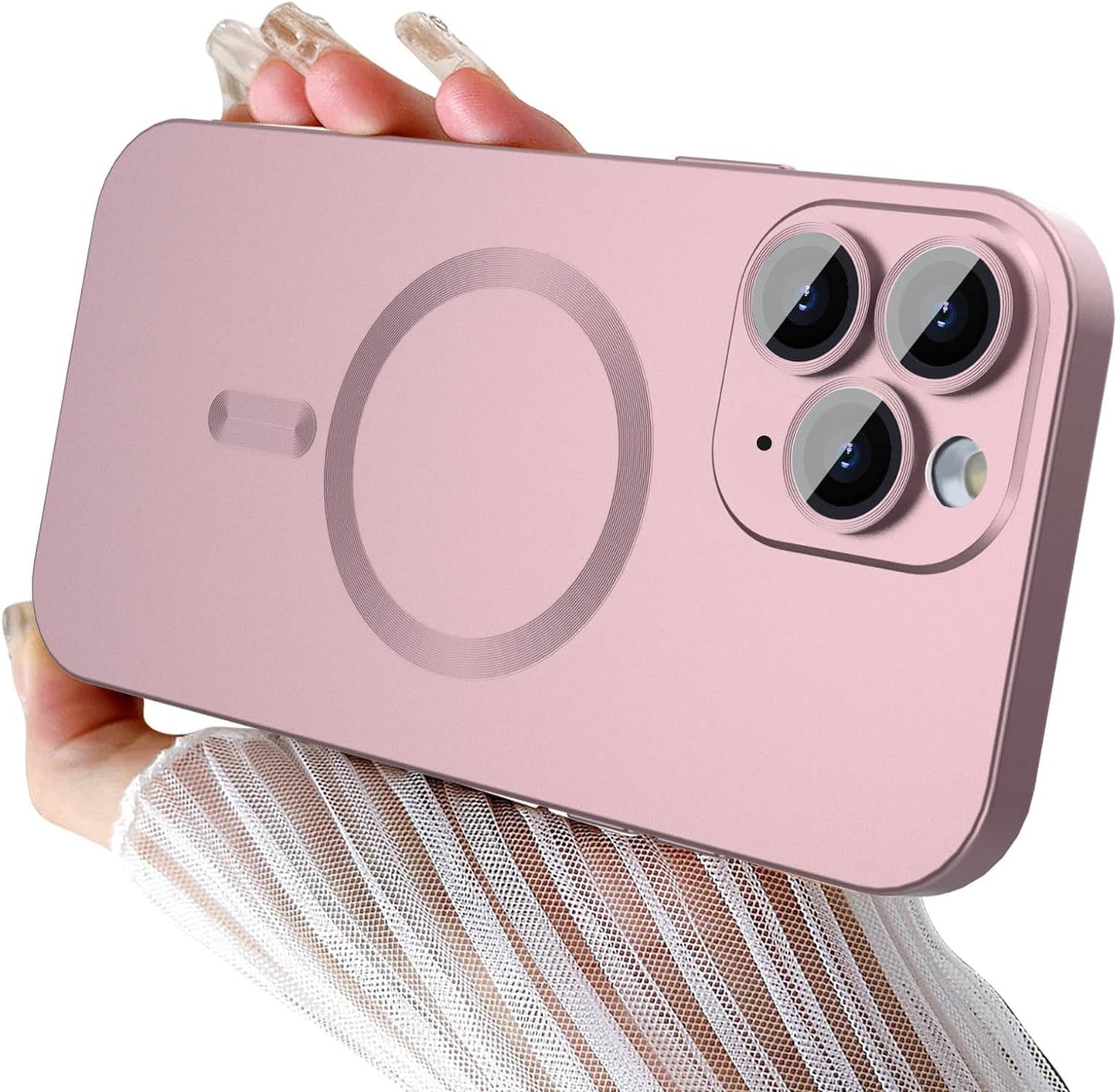 Womdakon Magnetic Case for Iphone 11 Pro Max Phone Case for Women, [Adaptation with Magsafe] Matte Luxury Soft Metallic Luster Design for Iphone 11 Pro Max 6.5'' with Camera Protector-Green  Womdakon Pink  