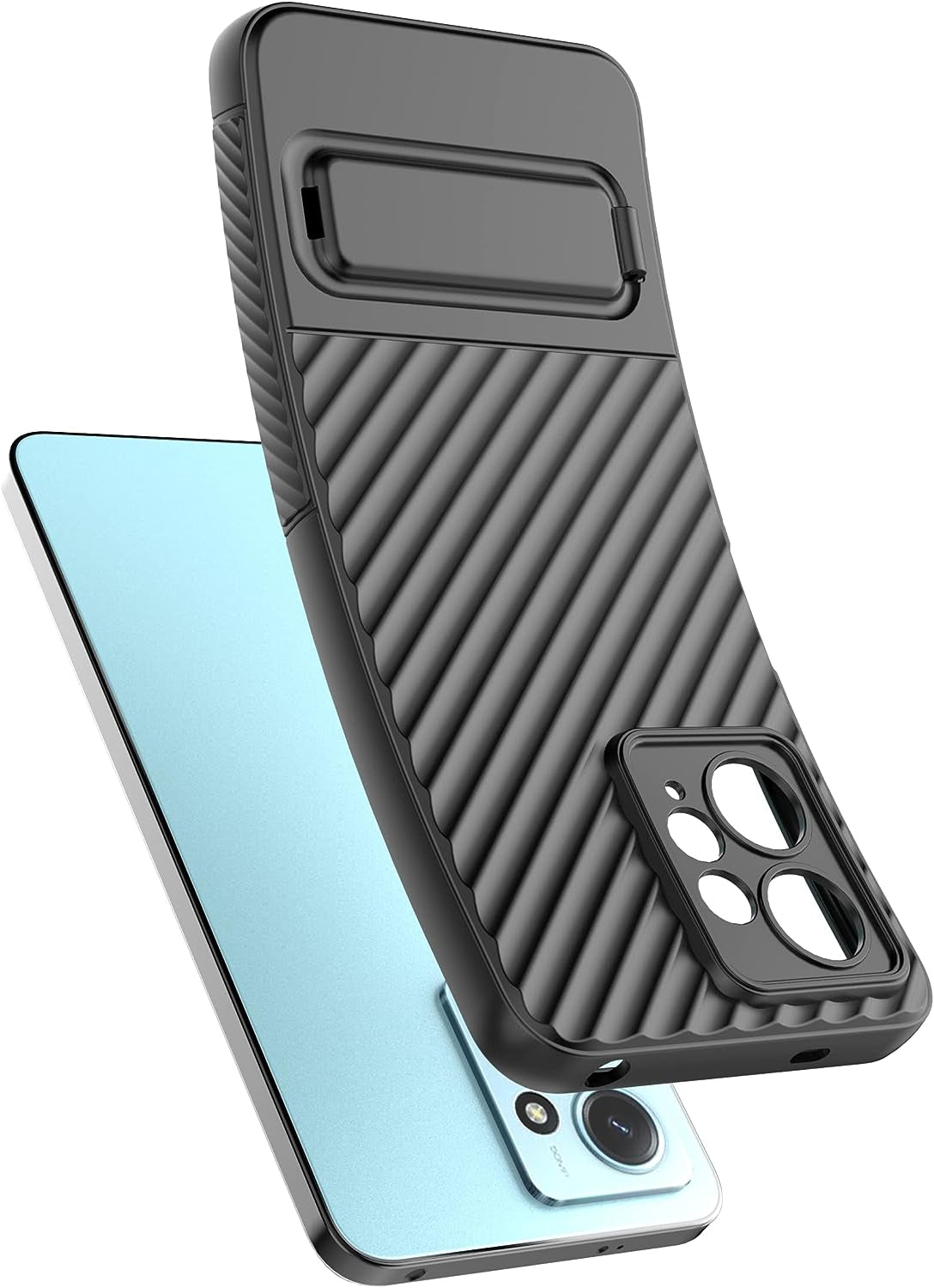 Zzjoooj for Xiaomi Redmi Note 12 4G Case with Kickstand, Shockproof Rugged TPU Cover, Shock-Absorption anti Impact Scratch Resistant Phone Cover, with Soft Microfiber Lining, Black  zZjoOoj   