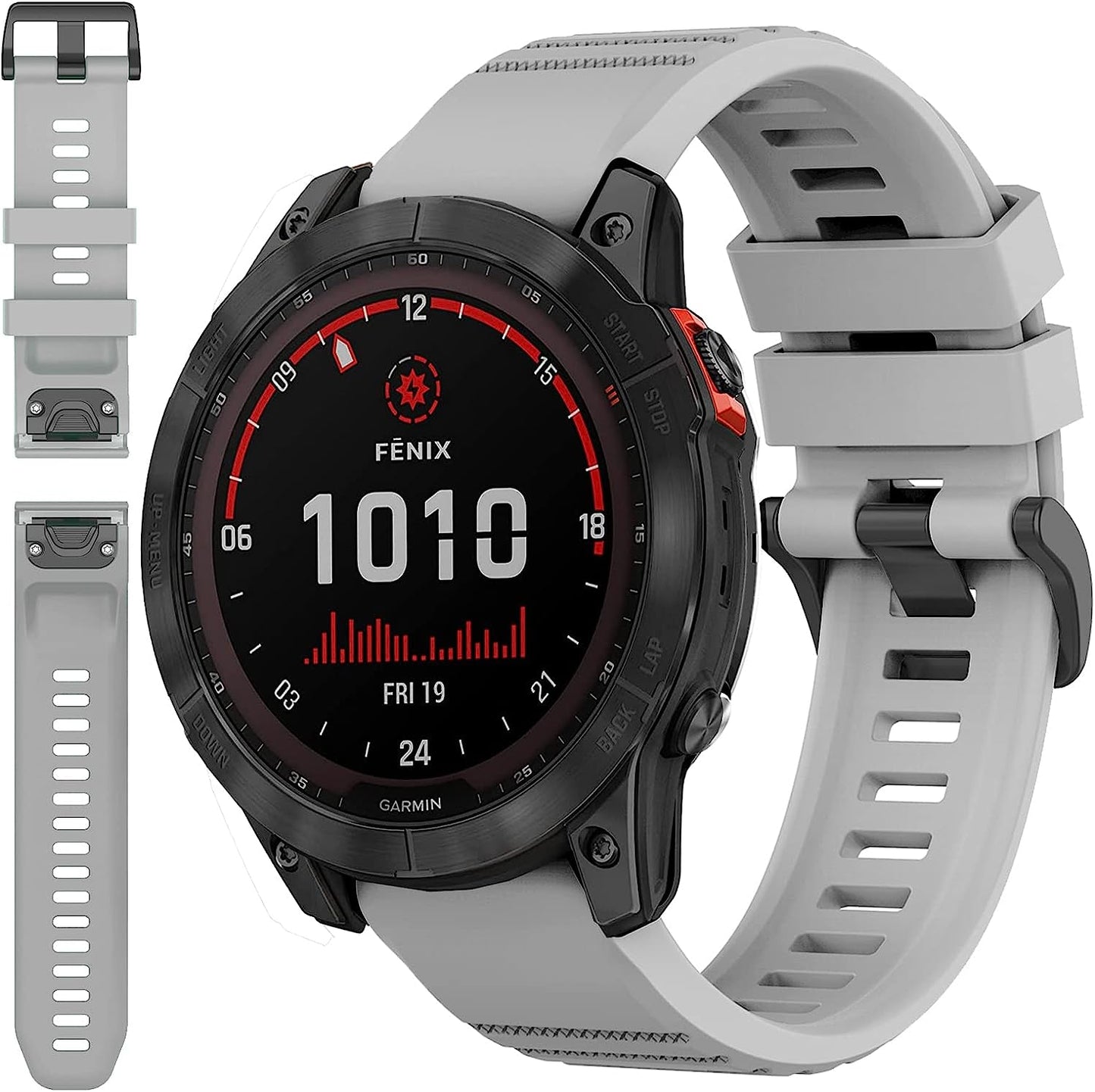 Miimall Compatible for Garmin Fenix 7X Silicone Band, Soft Sport Watch Wristband Women Man Flexible Replacement Band Strap for Garmin Fenix 26Mm 7X/7X Solar/7X Sapphire Solar/6X/5X(Black)  Miimall Gray  