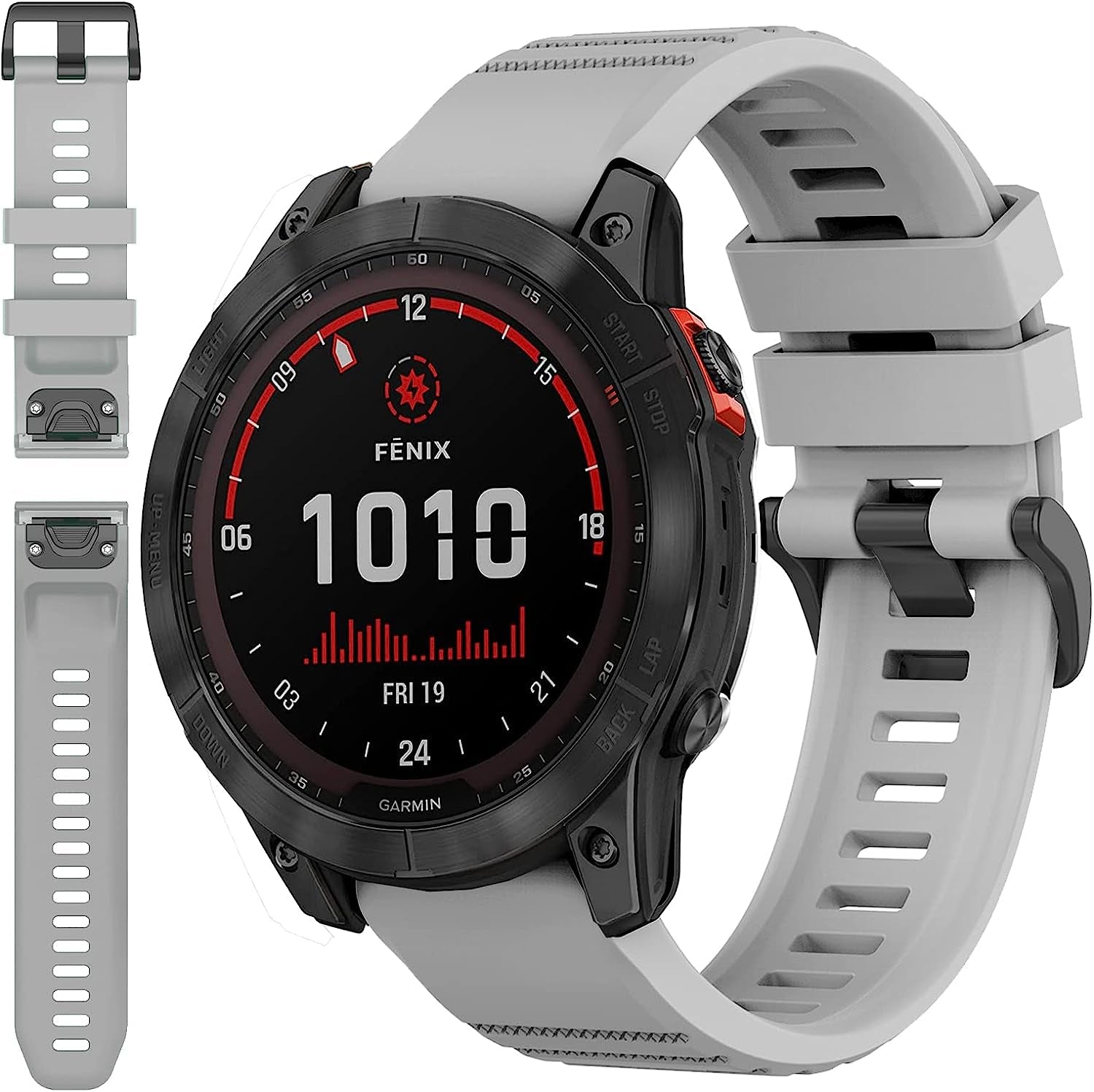 Miimall Compatible for Garmin Fenix 7X Silicone Band, Soft Sport Watch Wristband Women Man Flexible Replacement Band Strap for Garmin Fenix 26Mm 7X/7X Solar/7X Sapphire Solar/6X/5X(Black)  Miimall Gray  