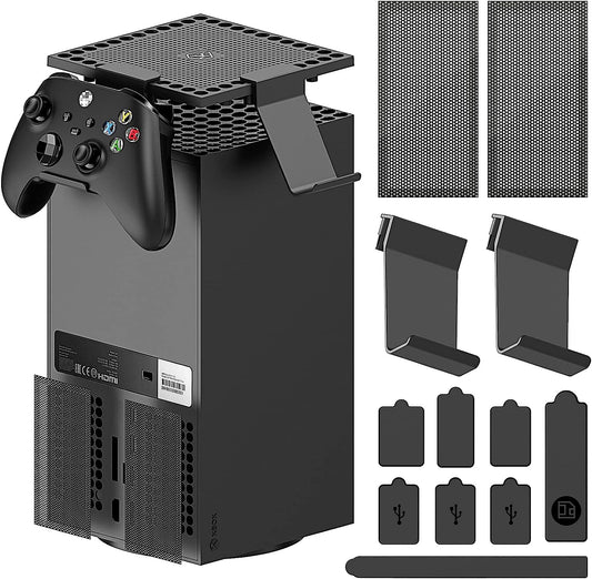 Dust Filter Cover for Xbox Series X Console with Headphone & Controller Holder Mount Bracket Accessories for Xbox Series X Controller with 2 High Density Filter and 8 Dust Plugs  FYOUNG   