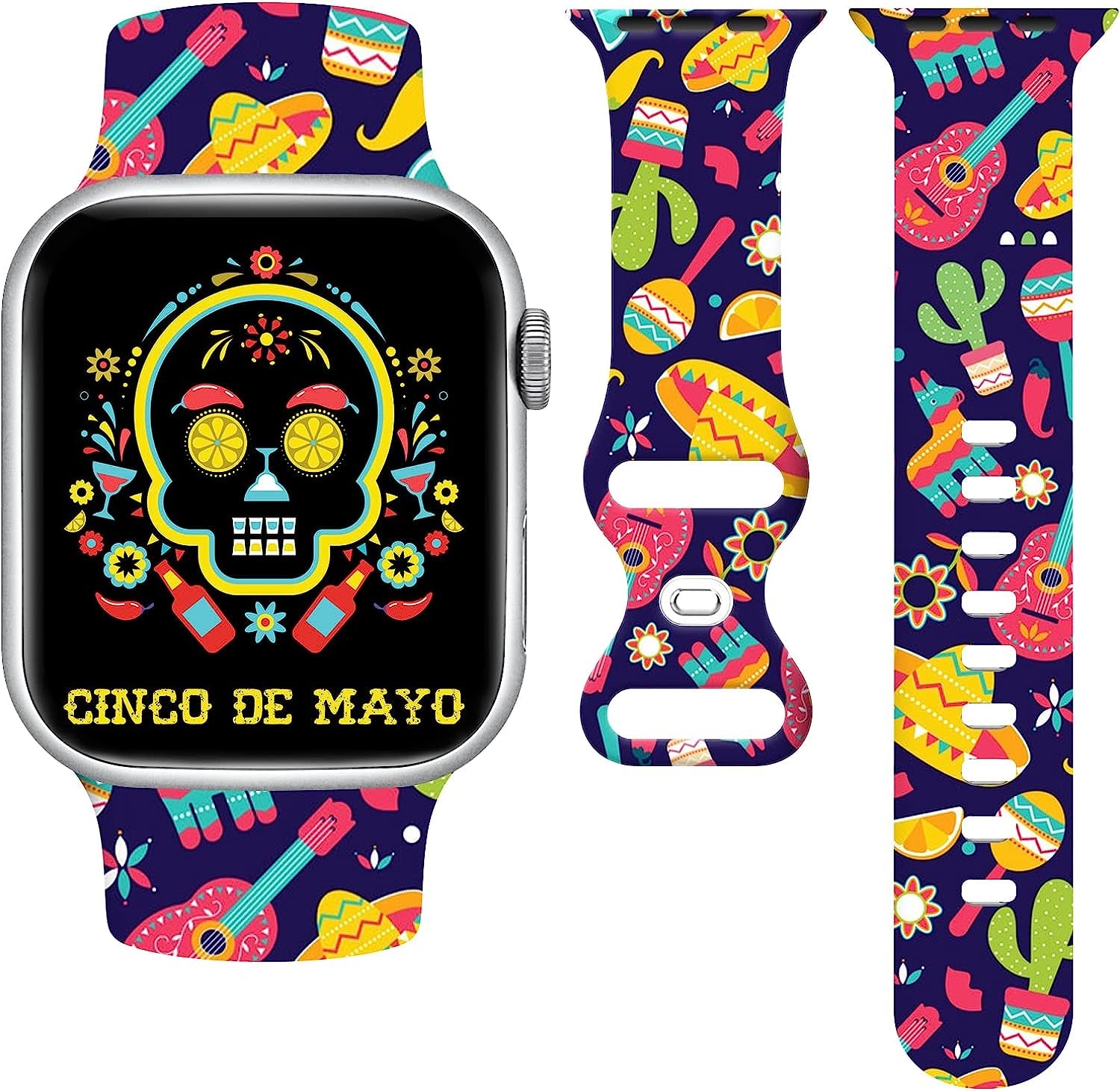 Mothers Day Watch Band Compatible with Apple Watch 38Mm 40Mm 41Mm 42Mm 44Mm 45Mm, Mothers Day Gifts for Mom Silicone Replacement Bands Wristbands Strap Compatible with All Iwatch Series  WANSENCE Fifth of May-1 38mm/40mm/41mm 