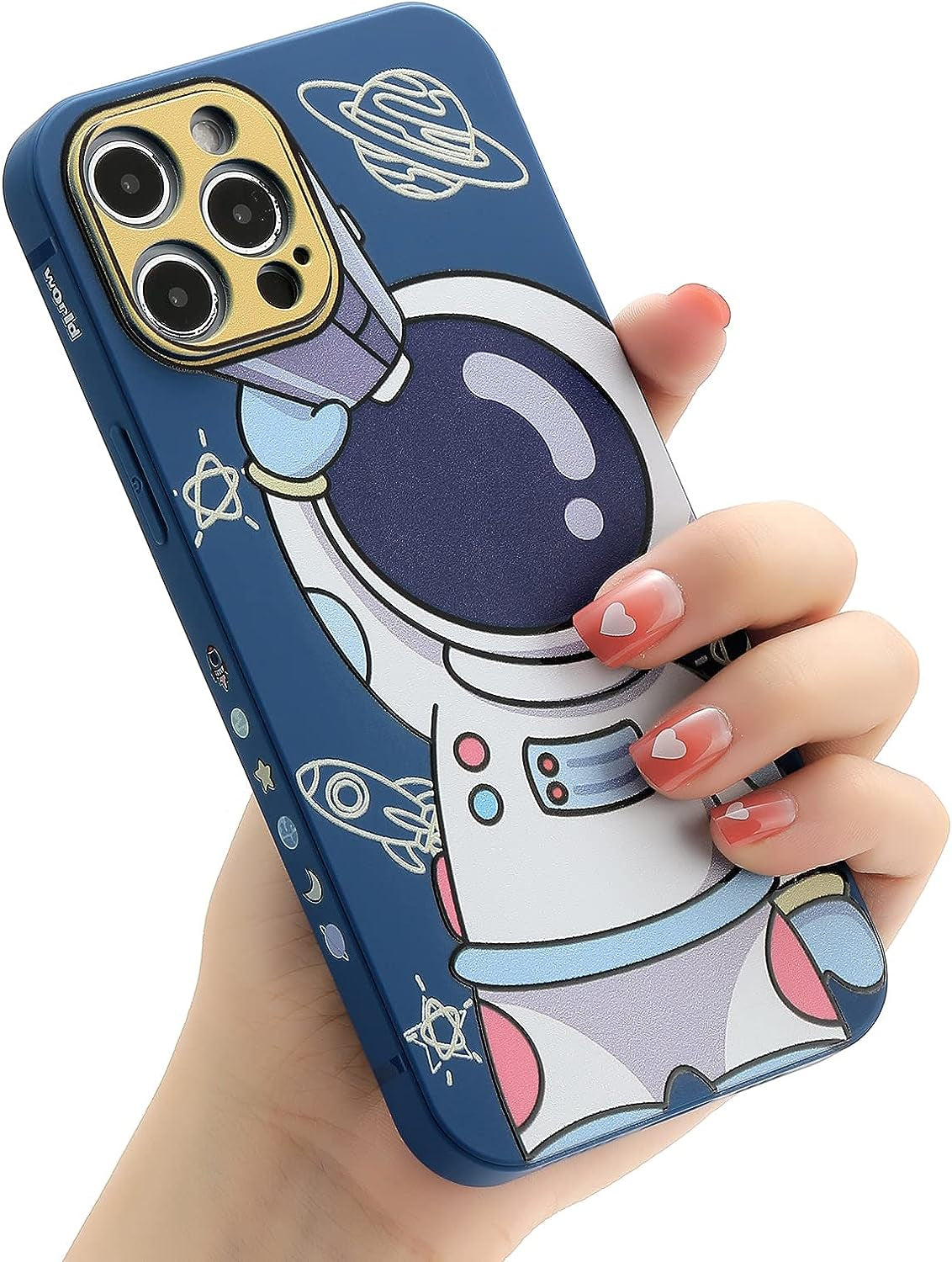 Yonds Queen for Iphone 13 Mini Cute Case, Cool Cartoon Swing Astronaut Planet Moon Design Stylish Soft TPU Bumper Shockproof Anti-Slip Protector Case (Iphone 13 Mini, Black Planet)  Yonds Queen Blue Telescope Iphone 13 Mini 