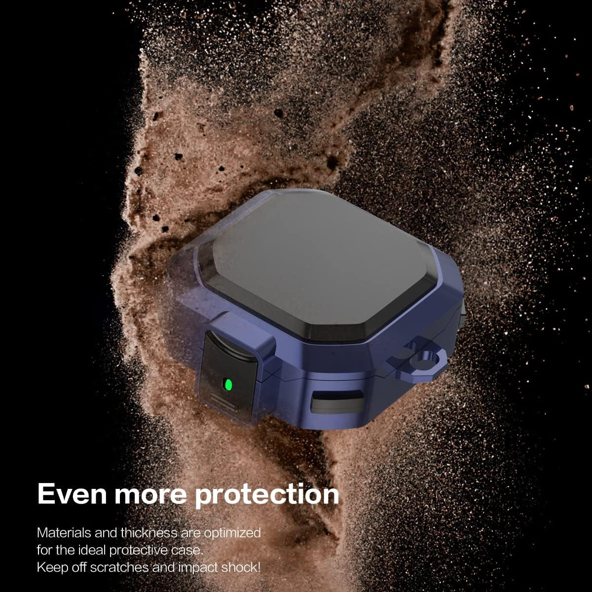 With Lockarmor Cover for Galaxy Buds Pro Case/Galaxy Buds 2 Case/Galaxy Buds Live Case,Shockproof PC+TPU Protective Cover with Keychain&Wrist Strap&Brush(Blue)  YIPINJIA   