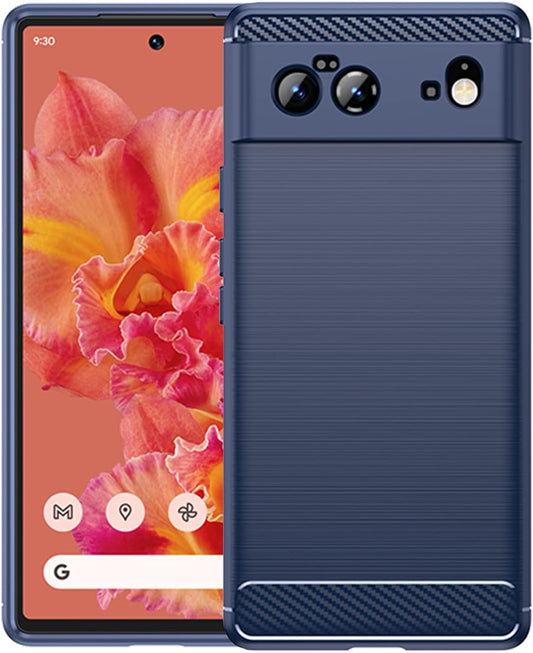 KEEPCA for Google Pixel 6 Phone Case,Slim Thin Soft Silicone Flexible TPU Rubber Gel Anti-Scratch Shockproof Carbon Fiber Protective Cases Cover for Pixel 6,Brushed Blue  KEEPCA   