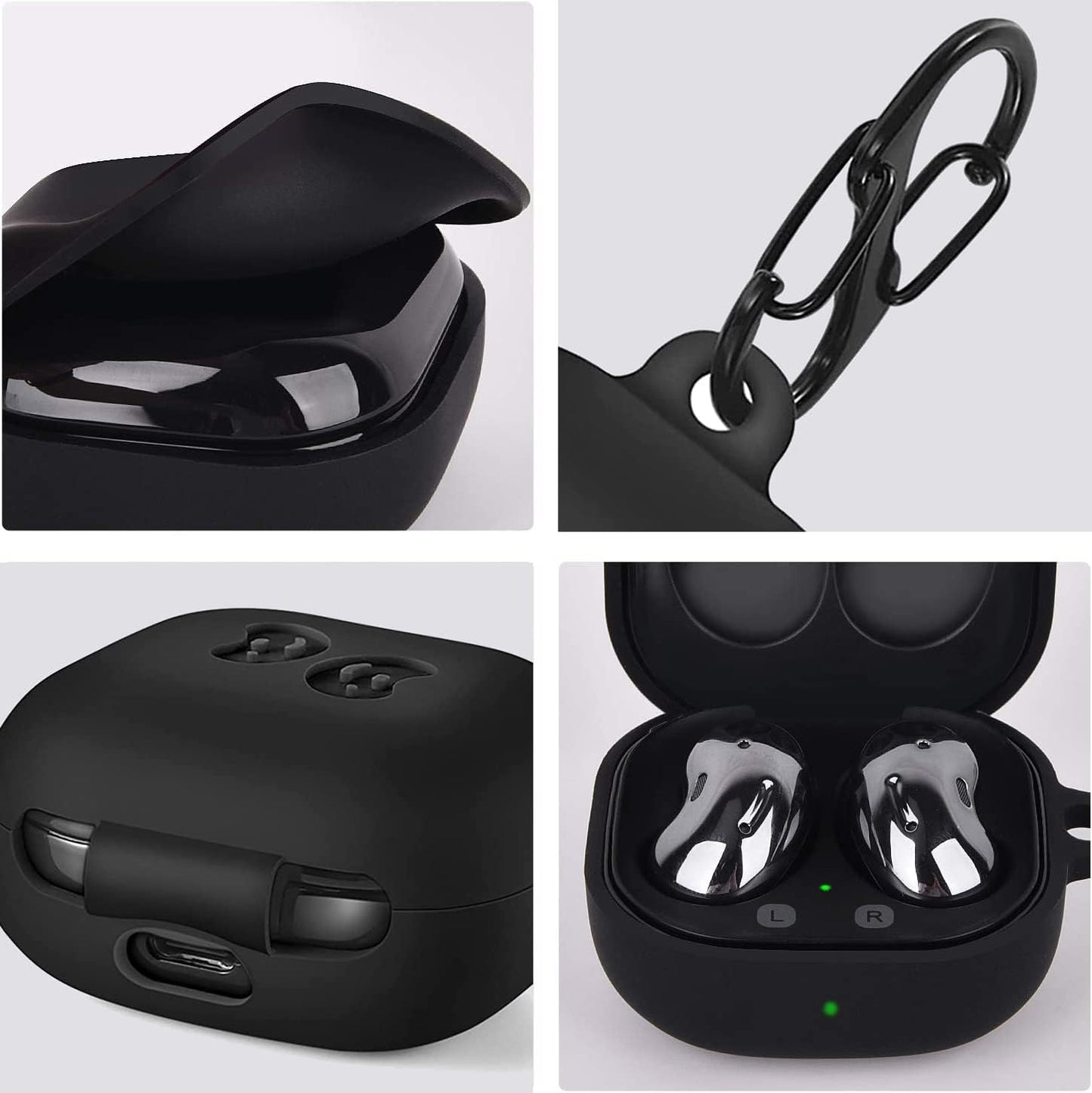 Lizhi for Samsung Galaxy Buds 2 Pro/Galaxy Buds 2/ Galaxy Buds Pro/Galaxy Buds Live, Soft Silicone Skin Cover Shock-Absorbing Protective Case with Keychain, Red  LiZHi   