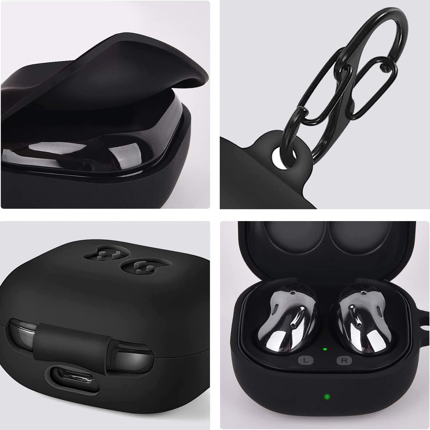 Lizhi for Samsung Galaxy Buds 2 Pro/Galaxy Buds 2/ Galaxy Buds Pro/Galaxy Buds Live, Soft Silicone Skin Cover Shock-Absorbing Protective Case with Keychain, Red  LiZHi   