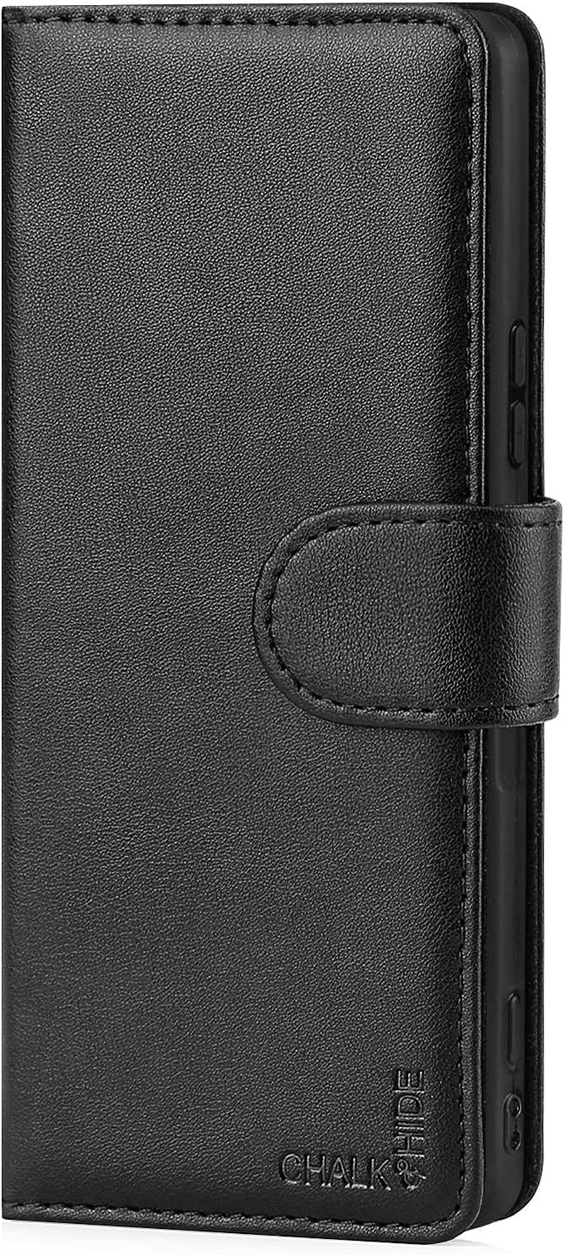 Chalk & Hide - Real Leather Book Wallet Case Cover for Sony Xperia 1 III (2021), Real Leather Design with Card Slot, Magnetic Closure and Built in Stand - Black  32ndShop   
