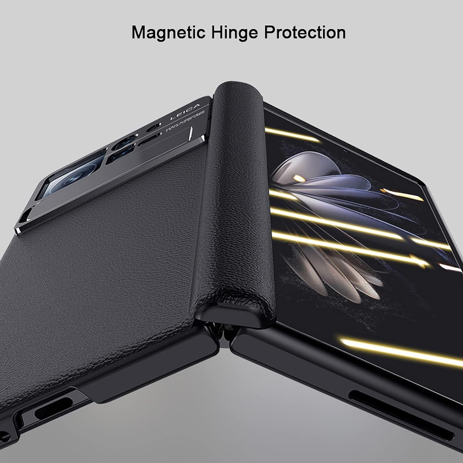 YAGELANG Case for Xiaomi Mix Fold 2, Hinge Protection Premium Real Leather Case with Magnetic Kickstand Screen Protector Camera Protection All-Inclusive PC Shockproof Case,Gold  YAGELANG   