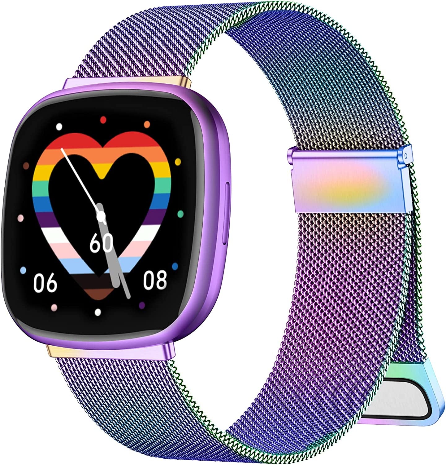 Zedoli Bands Only Compatible with Fitbit Sense 2/Versa 4 and Fitbit Sense/Versa 3 Four Models, Stylish Fashionable Stainless Steel Milanese Metal Loop Wristbands Replacement Bands Women Men, Colorful  Zedoli   