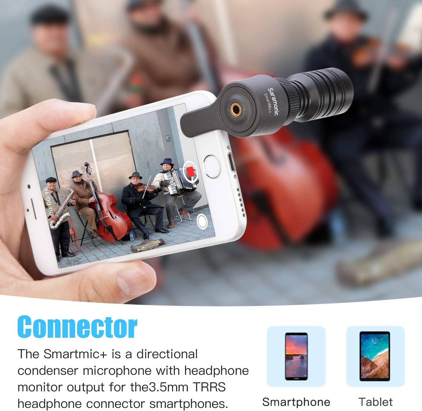 Saramonic Plug&Play 3.5Mm TRRS Mini Shotgun Microphone for Smartphone, Android Iphone Mic for Youyube Vlog Interview Studio Video Recording  Saramonic   