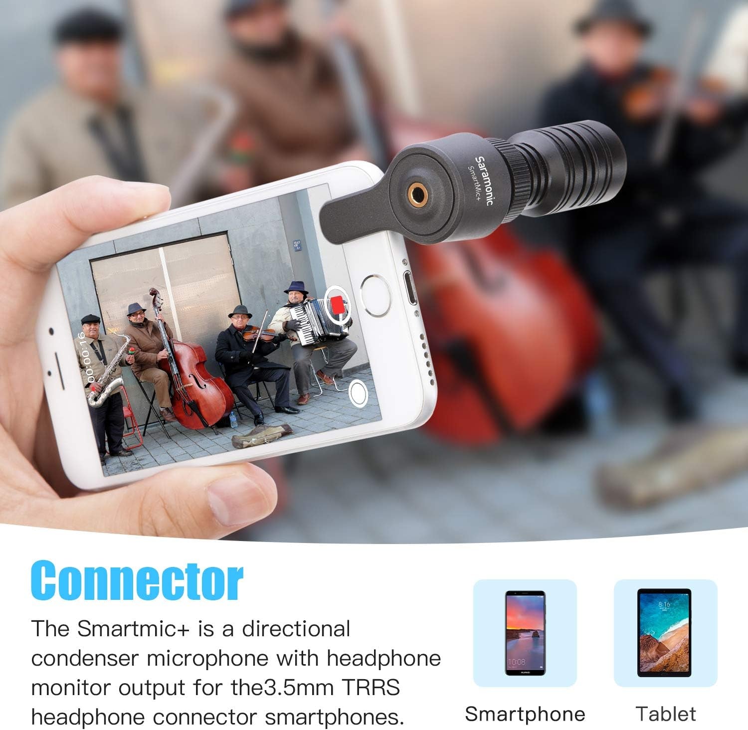 Saramonic Plug&Play 3.5Mm TRRS Mini Shotgun Microphone for Smartphone, Android Iphone Mic for Youyube Vlog Interview Studio Video Recording  Saramonic   