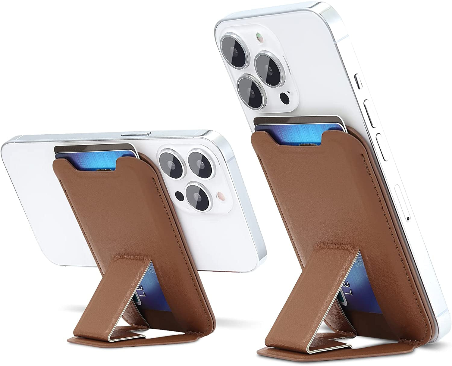 Magnetic Card Wallet Holder for Apple Magsafe, Magnetic Stand Card Holder Compatible Iphone 12 Pro|Max Iphone 13 Pro|Max Magsafe Wallet, Mag Safe Leather Wallet for Iphone 13 Iphone 12 Series, Brown  TopMade   