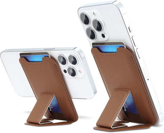Magnetic Card Wallet Holder for Apple Magsafe, Magnetic Stand Card Holder Compatible Iphone 12 Pro|Max Iphone 13 Pro|Max Magsafe Wallet, Mag Safe Leather Wallet for Iphone 13 Iphone 12 Series, Brown  TopMade   