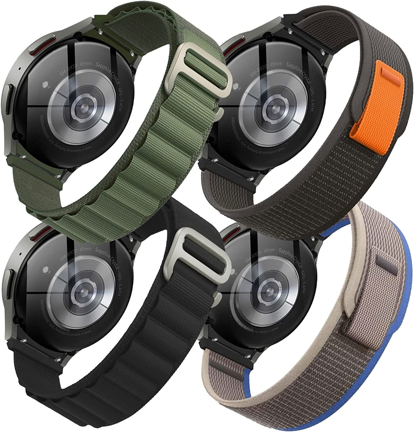 Wingle 4 Pack for Galaxy Watch 5 Band/ Galaxy Watch 5 Pro Band 45Mm/ Samsung Galaxy Watch 4 Band 44Mm 40Mm/ Watch 4 Classic 42Mm 46Mm Nylon Watch Band, Alpine Loop Woven Sport Bands Strap for Men Women  WINGLE   