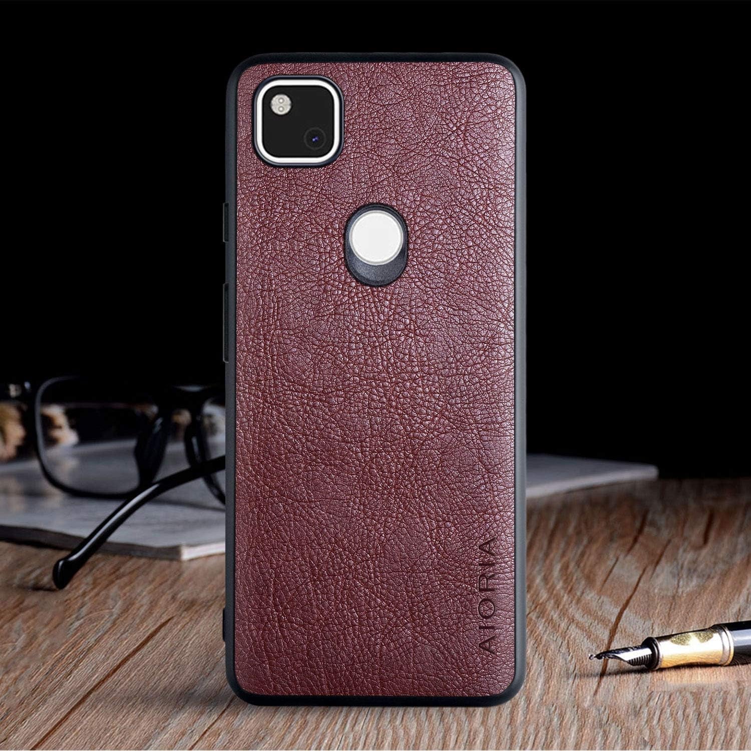AIORIA for Google Pixel 4A Case (Not Fit 4A 5G), 5.81 Inch Premium PU Leather Cover Retro Business Design Full Protective Case for Google Pixel 4A (Coffee)  AIORIA   