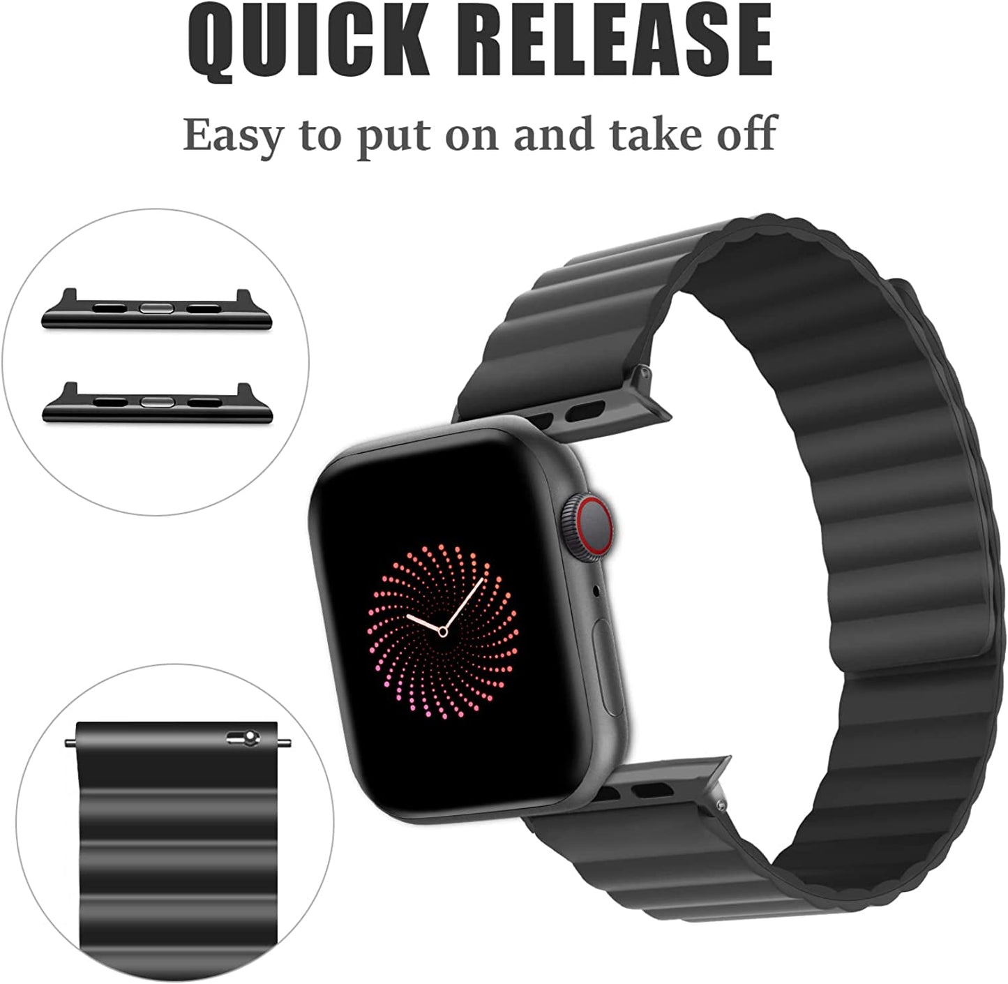 ALTOUMAN Compatible with Apple Watch Band 38Mm 40Mm 41Mm 42Mm 44Mm 45Mm, Compatible for Iwatch Series 7/6/5/4/3/2/1/SE, Magnetic Bands Compatible for Apple Watch Bands for Women Men, Black  ALTOUMAN   