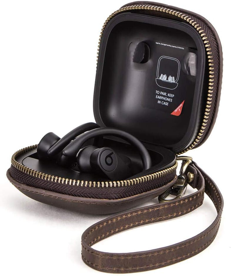 Hiram Powerbeats Pro Leather Case,Crazy Horse Leather Powerbeats Pro Case for Men and Women, Men'S Leather Travel Case for Powerbeats Pro(Brown)…  Hiram Coffee 1  