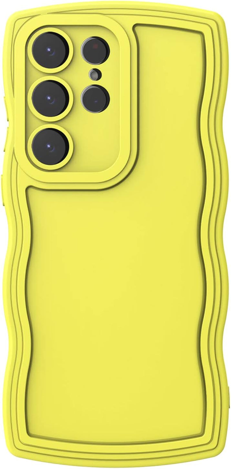 Aicase Cute Solid Color Curly Wave Frame Soft Compatible with Samsung Galaxy Phone Case (Blue, Galaxy S22 Ultra)  AICase Yellow Galaxy S22 Plus 
