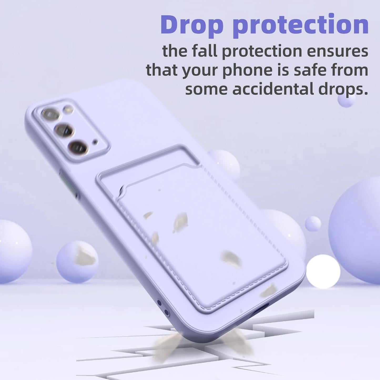 For Note 20 Case,Galaxy Note 20 Case with Minimalist Credit Card Holder Slot TPU Soft TPU Silicone Scratch-Resistant Slim Card Slot Wallet Case Protective Cover for Samsung Galaxy Note 20-Purple  TSAYGFK   