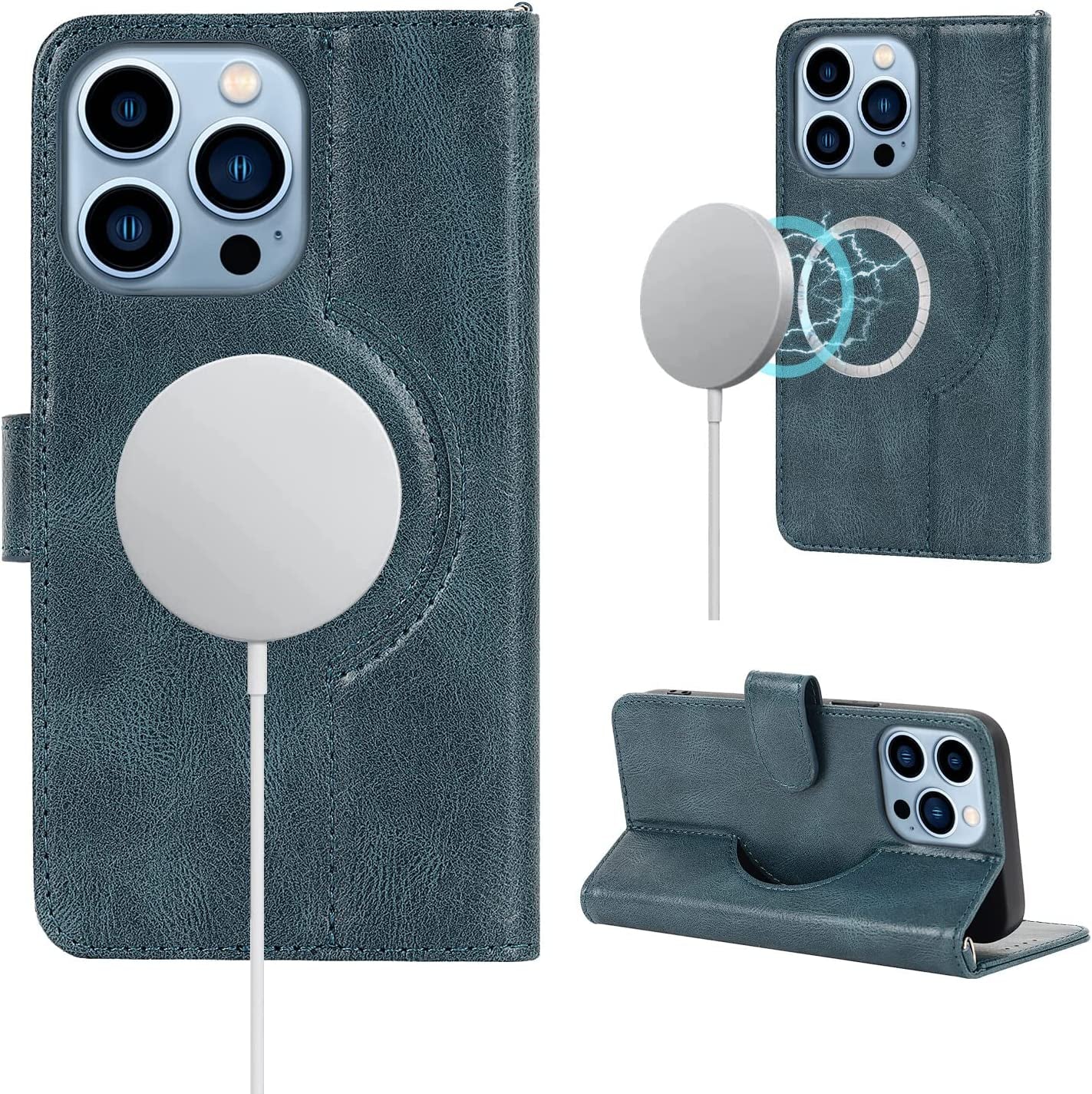 Ｈａｖａｙａ Iphone 13 Pro Max Case Wallet Magsafe Compatible,Iphone 13 Pro Max Phone Case with Card Holder,Flip Magnetic Zipper Magnetica Wallet Cover for Women Men -Wine Red  Ｈａｖａｙａ A+Blue iPhone 12 Pro Max 