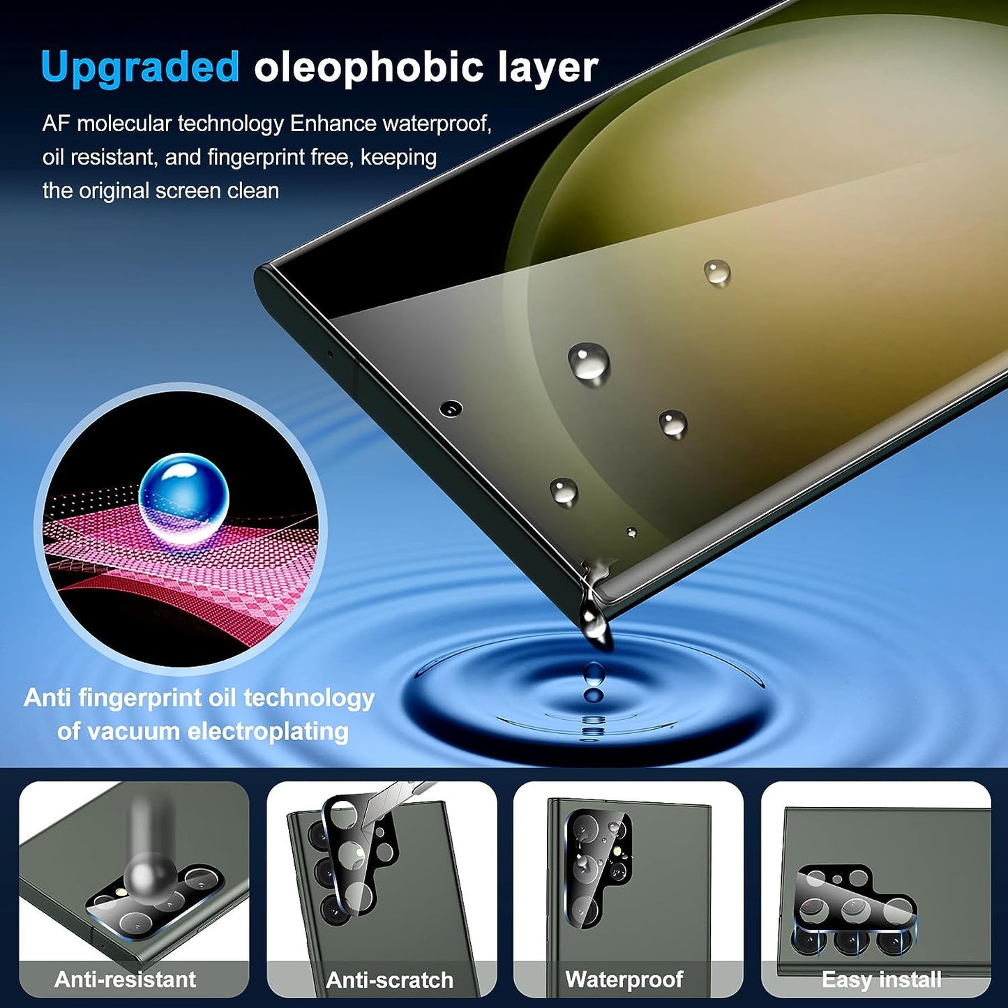 [2+2 Pack] Galaxy S22 Ultra Privacy Screen Protector, 9H Tempered Glass, Ultrasonic Fingerprint Support, 3D Curved, HD Clear Anti-Spy Film for Samsung S22 Ultra 5G Glass Screen Protector  Samcorn   