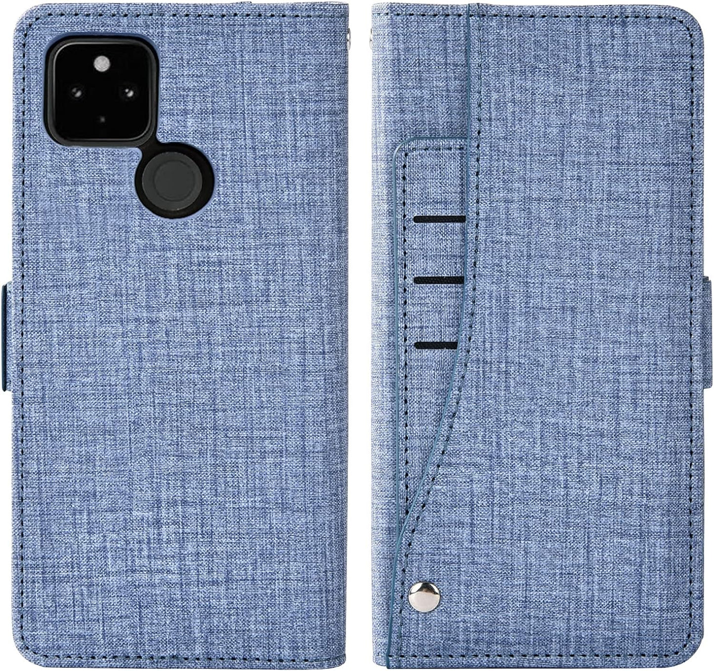 Asuwish Compatible with Google Pixel 4A 5G 6.2 Wallet Case Tempered Glass Screen Protector and Flip Cover Card Holder Stand Cell Phone Cases for Pixel4A5G UW Pixel4A 5G Pixle A4 G5 4A5G Women Men Blue  Asuwish   