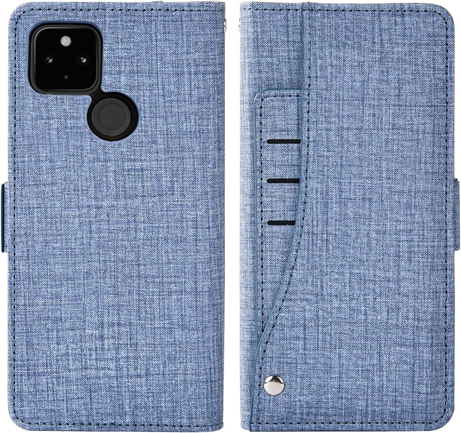 Asuwish Compatible with Google Pixel 4A 5G 6.2 Wallet Case Tempered Glass Screen Protector and Flip Cover Card Holder Stand Cell Phone Cases for Pixel4A5G UW Pixel4A 5G Pixle A4 G5 4A5G Women Men Blue  Asuwish   