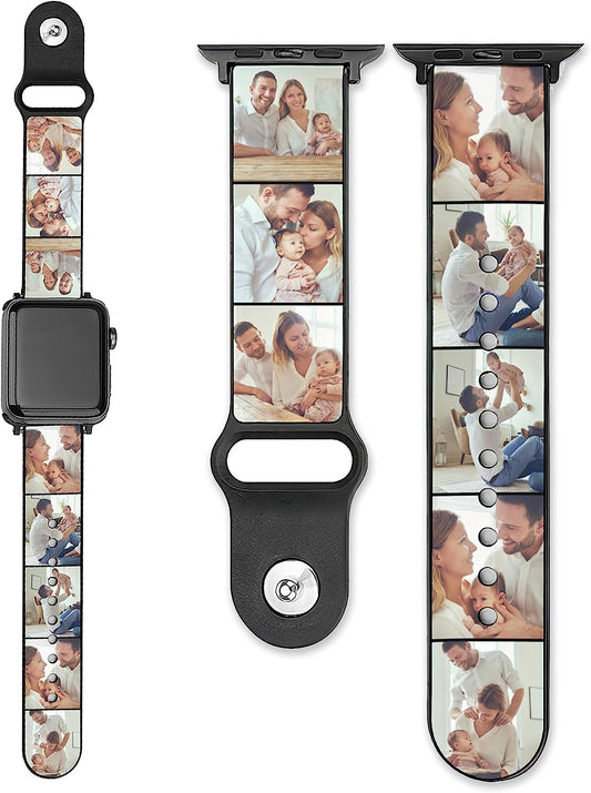 Custom Photo Band for Apple Watch 38Mm 40Mm 41Mm 42Mm 44Mm 45Mm 49Mm Women Men,Personalized Replacement Wrist Strap for Iwatch Series SE/8/7/6/5/4/3/2/1  Silmonkeyuls   
