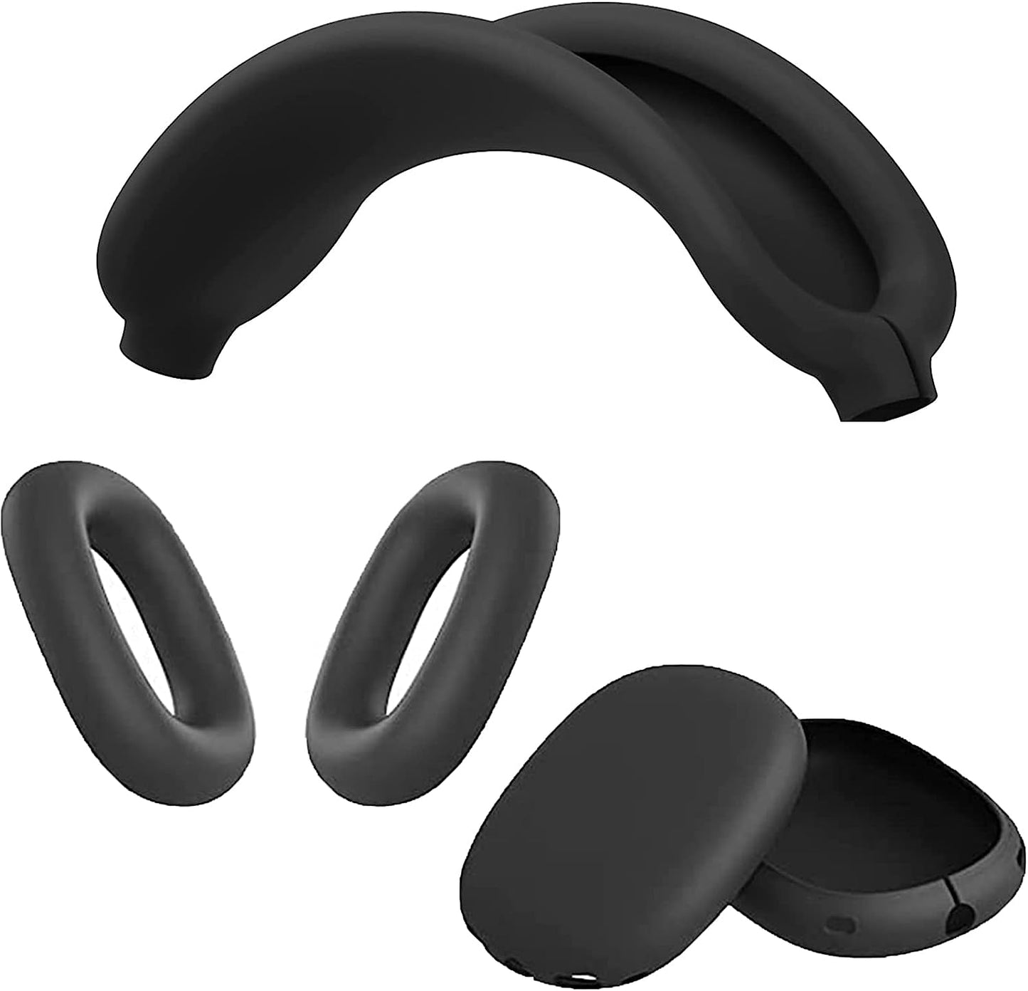 VAEKNVG for Apple Airpods Max Case Cover, Soft Silicone Anti-Scratch Ear Pad Case Cover/Ear Cups Cover/Headband Cover for Airpods Max, Shockproof Protective Earbuds Accessories for Airpods Max(Black)  VAEKNVG   